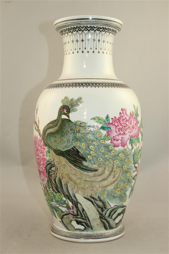 A Chinese famille rose ovoid vase, Republic period, 35cm.